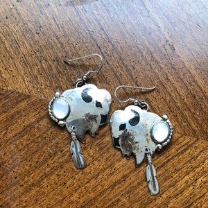 Patina 925 Sterling silver buffalo earrings